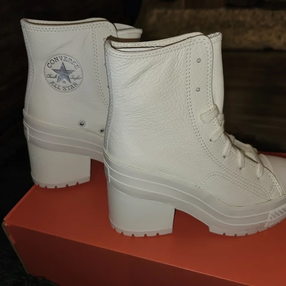 NWT Converse Chuck 70 Deluxe white leather high heeled sz 6.5 never worn - Picture 13 of 16